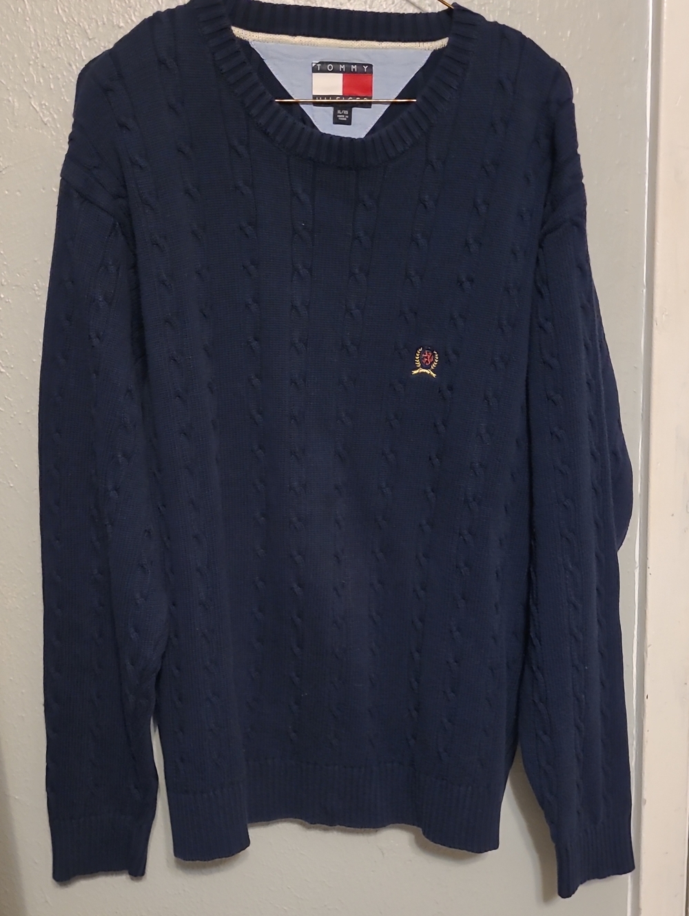 Tommy Hilfiger Men’s Navy Cable Knit Crewneck Sweater